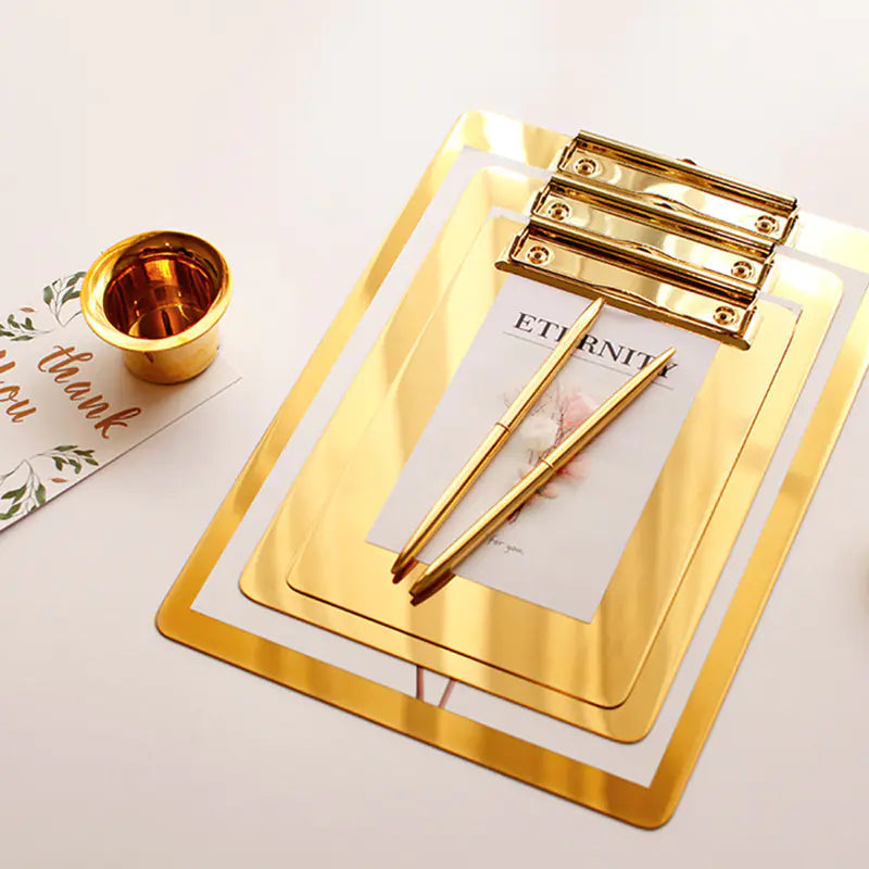 Gold Stainless Steel Menu Clipboard for Restaurants