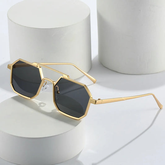 Geometric Top Bar Fashion Sunglasses – Trendy Metal Frame Eyewear