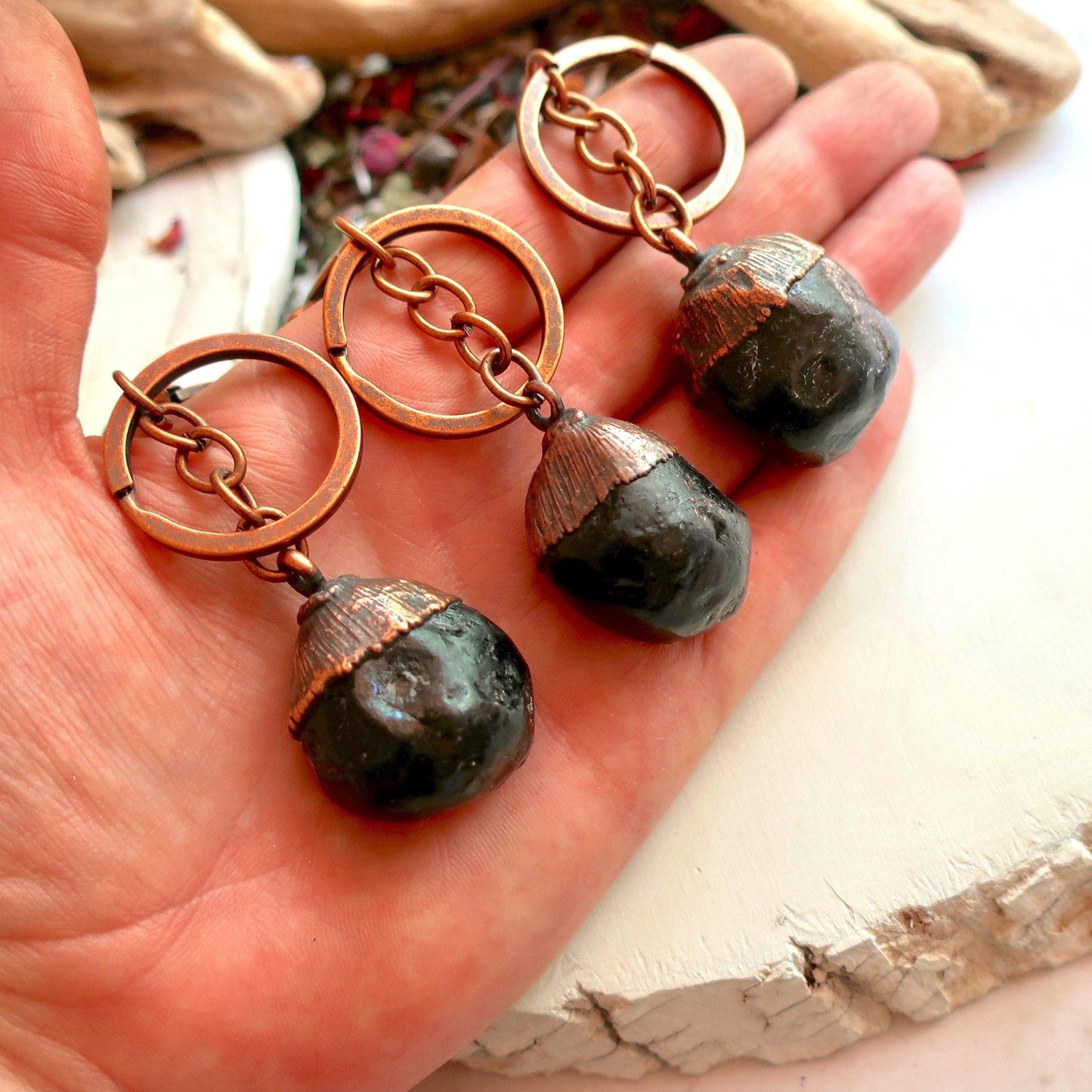 Apache Tear Copper Keychain - Boho | Handmade by Blackbird & Sage-1