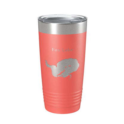 Fox Lake Map Tumbler Travel Mug Insulated Laser Engraved Coffee Cup Wisconsin 20 oz-20