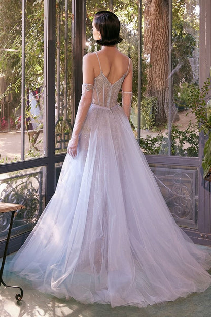 Beaded Light Blue Gown & Removable Tulle Overskirt-3