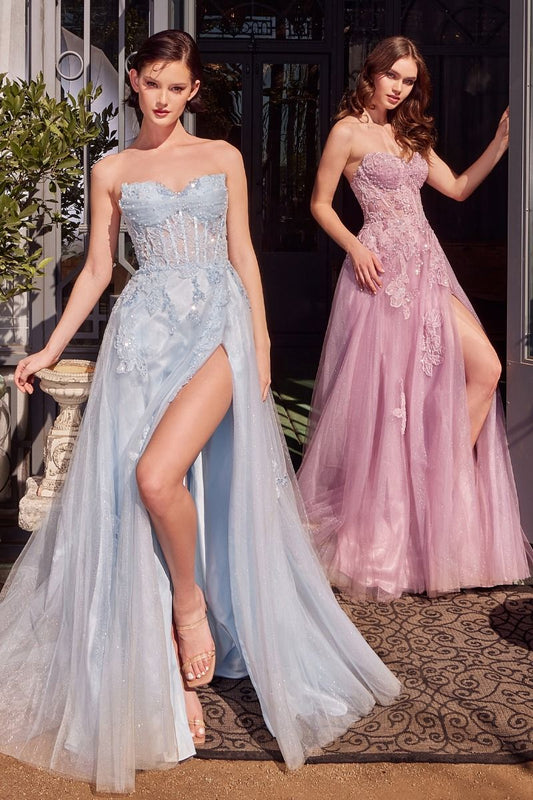 Strapless Layered Tulle Ball Gown-0