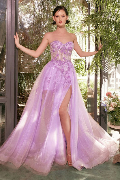 Tulle Daisy Asymmetric A-Line Gown-3