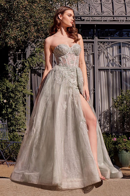 Tulle Daisy Asymmetric A-Line Gown-5