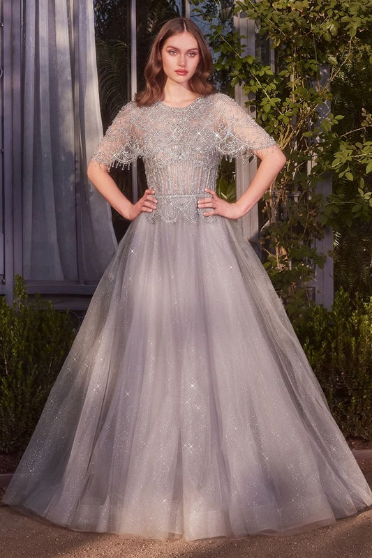 Capelet Crystal Bead Gown-0