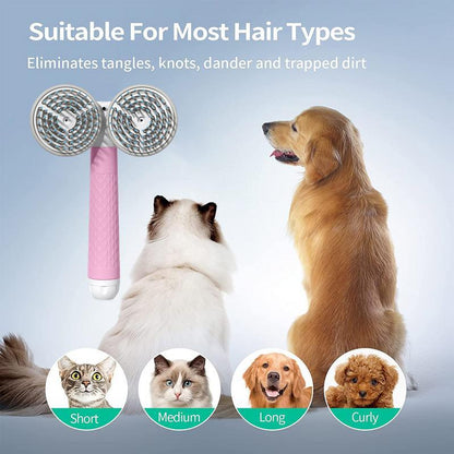 Pet Cat Brush Dog Slicker Brush Double-Headed Negative Ion One-Button Self Cleaning Pet Hair Removal-2