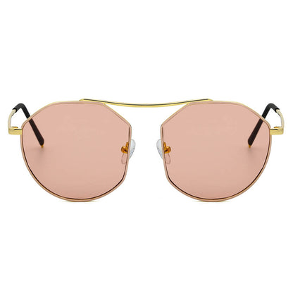 CHOCTAW - Round Tinted Geometric Brow-Bar Fashion Sunglasses-3