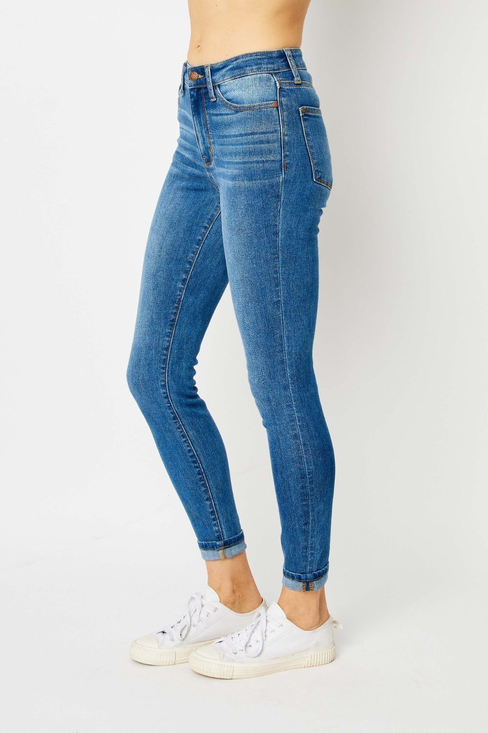 Judy Blue Full Size Cuffed Hem Skinny Jeans-3