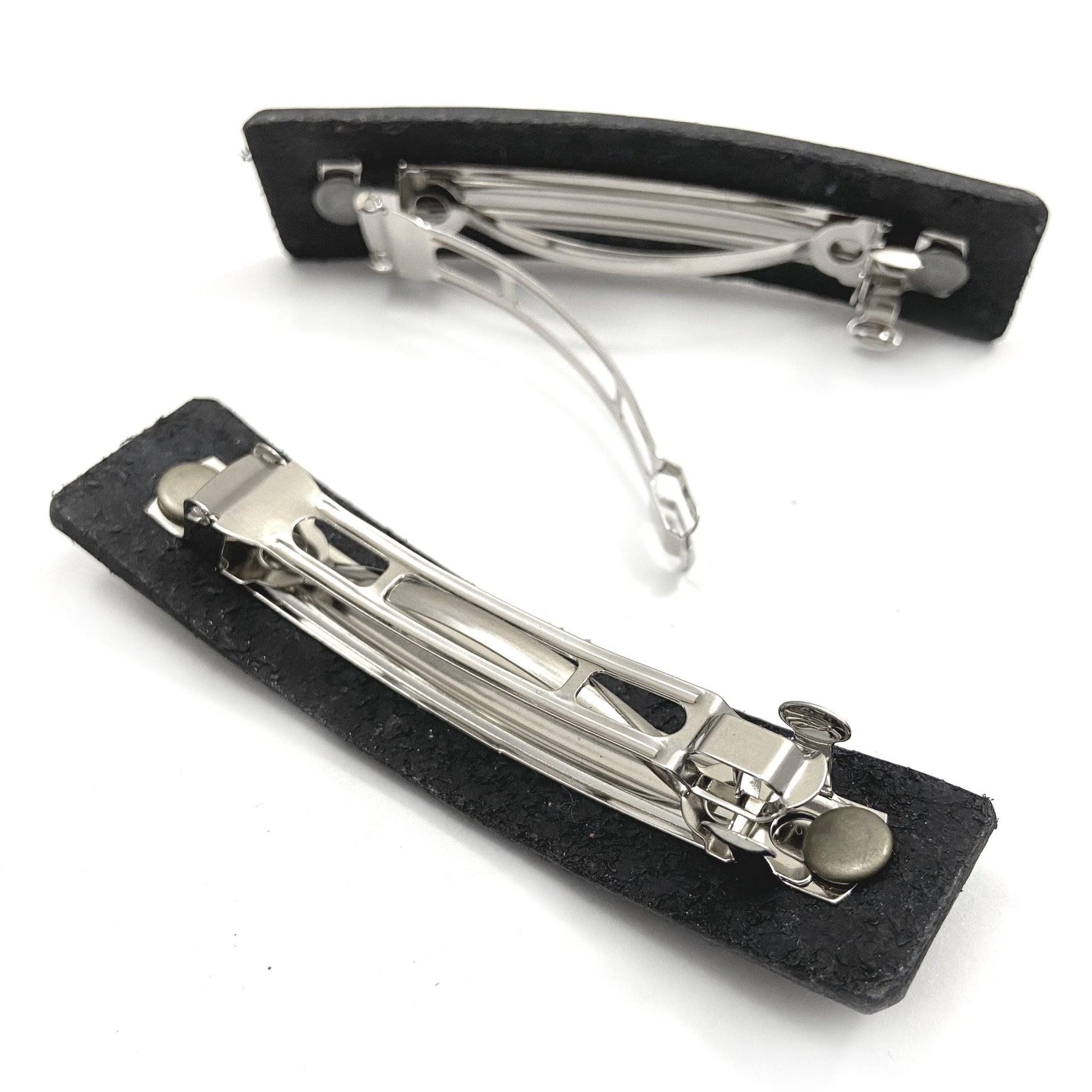 Black Barrette with Fancy Silver Filagree Studs-2