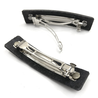 Black Barrette with Rustic Bronze Textured Studs-2