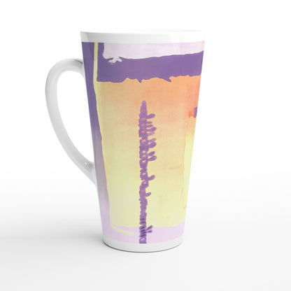 17oz White Ceramic Latte Mug | Coffee Cup with 'Spirit of the Southwest' Abstract Artwork by American Artist Barbara Cleary-1