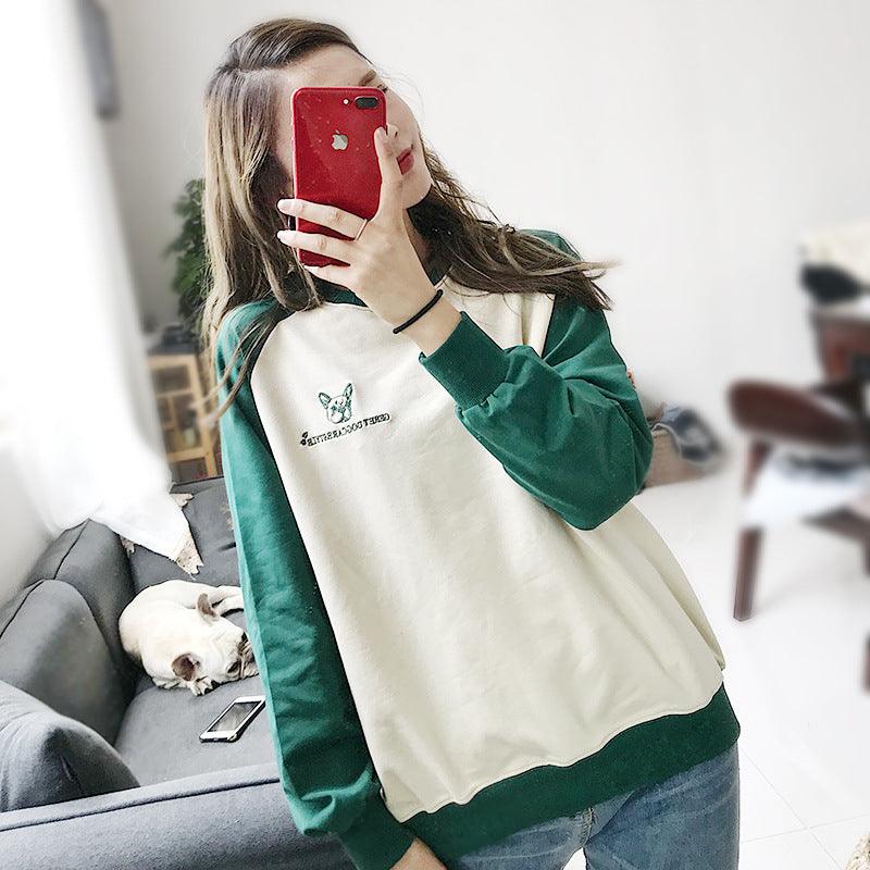 Korean Chic Long-Sleeved Dog Tee-0