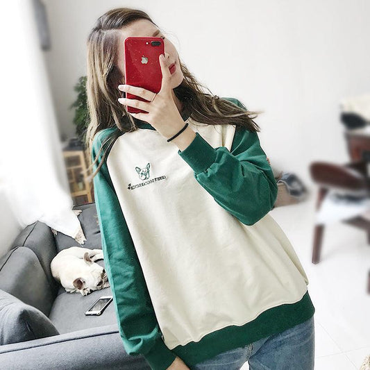 Korean Chic Long-Sleeved Dog Tee-0