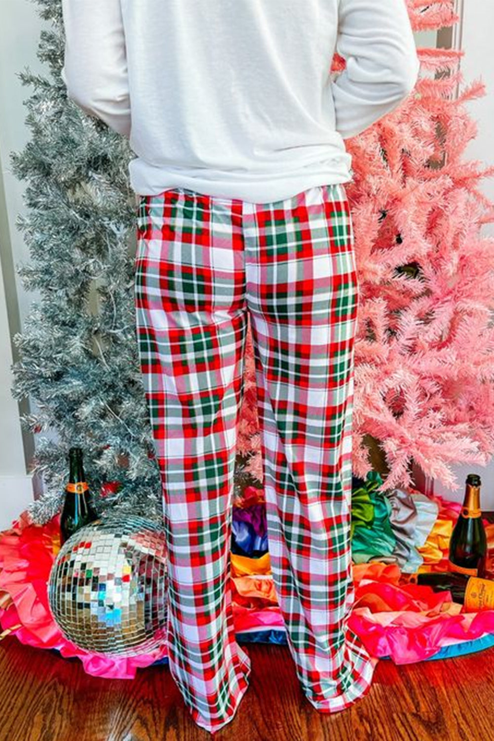 Bella Merry Christmas Plaid Print Two Piece Lounge Set-1