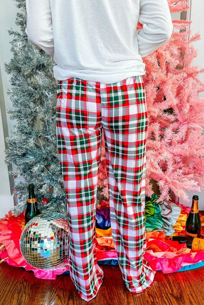 Bella Merry Christmas Plaid Print Two Piece Lounge Set-1