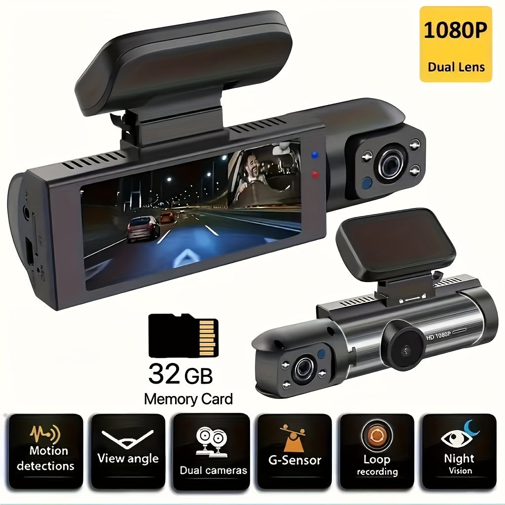 NNETM 1080P Dual-Lens Car Dash Cam with Night Vision-1