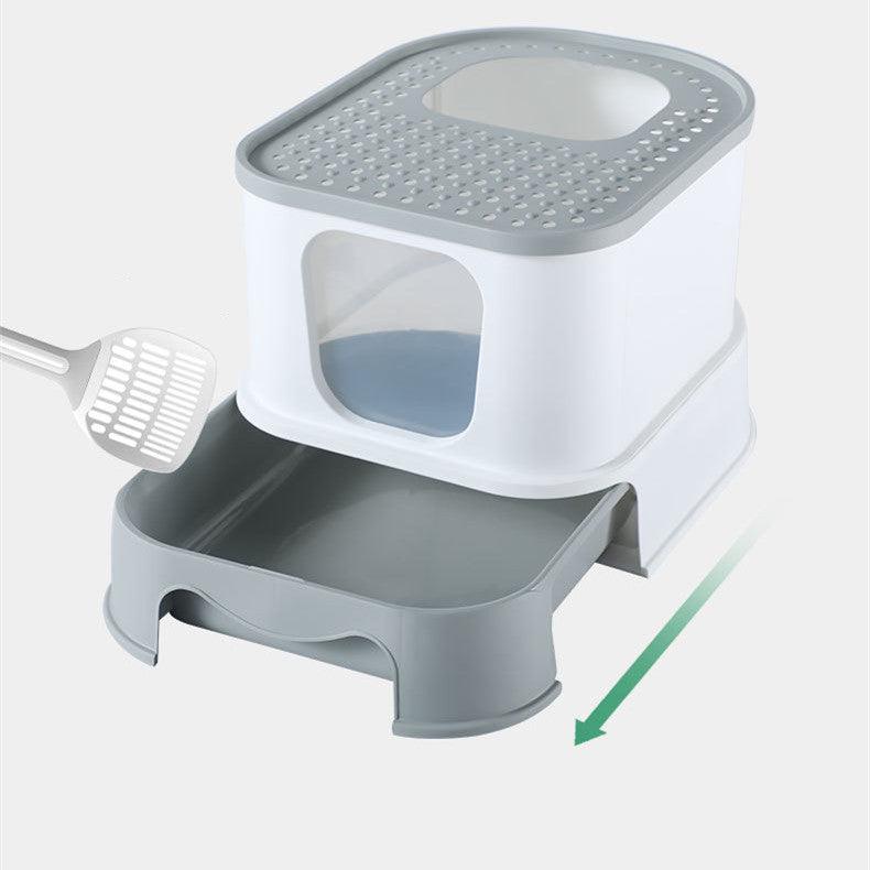 Splashguard Cat Litter Basin - Stylish And Practical Closed Design-1