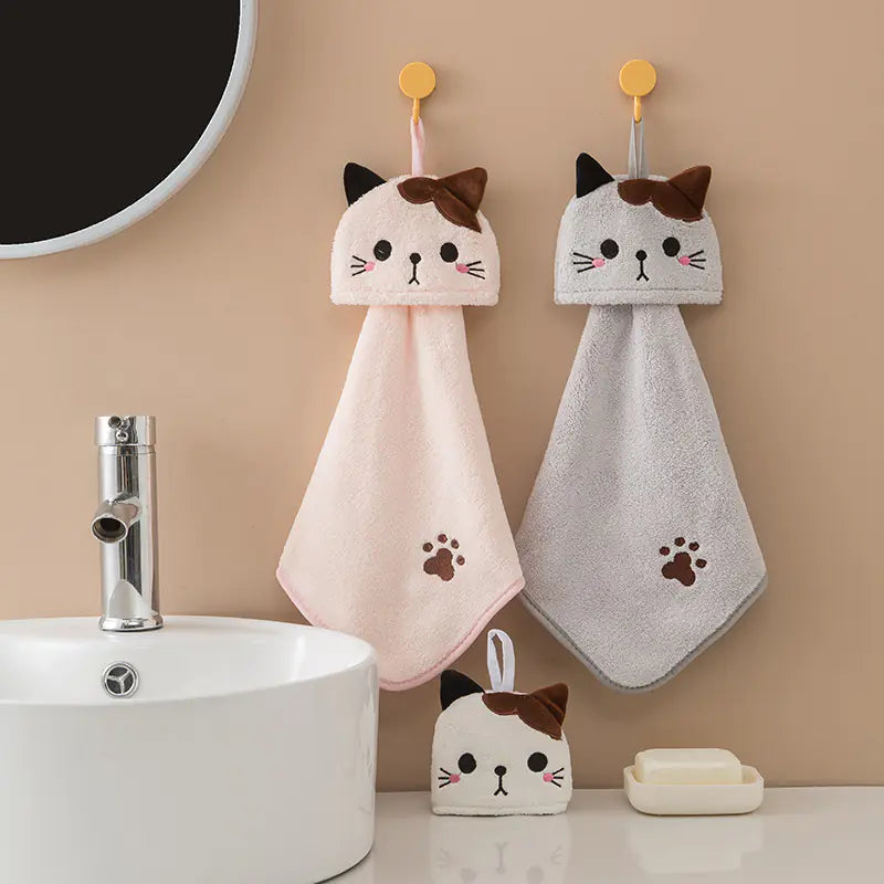 Cartoon Absorbent Hand Towel for Kids' Bathroom Decor