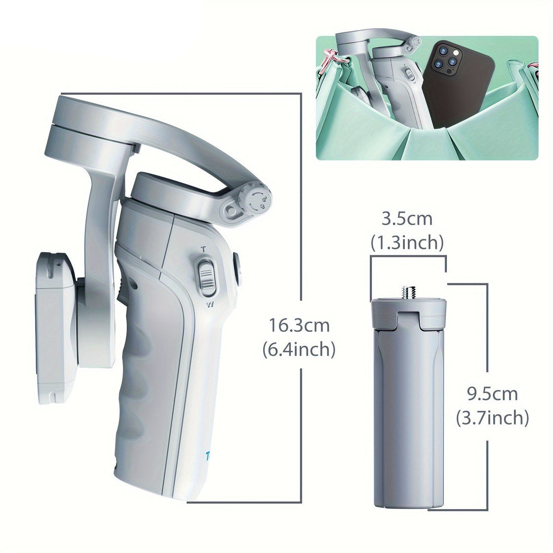 NNETM 3-Axis Selfie Stick Stabilizer with LED & Face Tracking-1