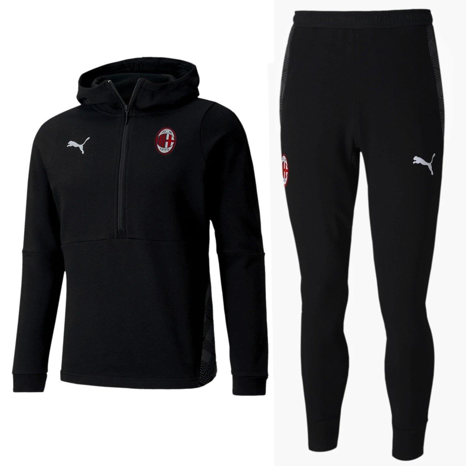 AC Milan black Casual hooded presentation tracksuit 2020/21 - Puma-0