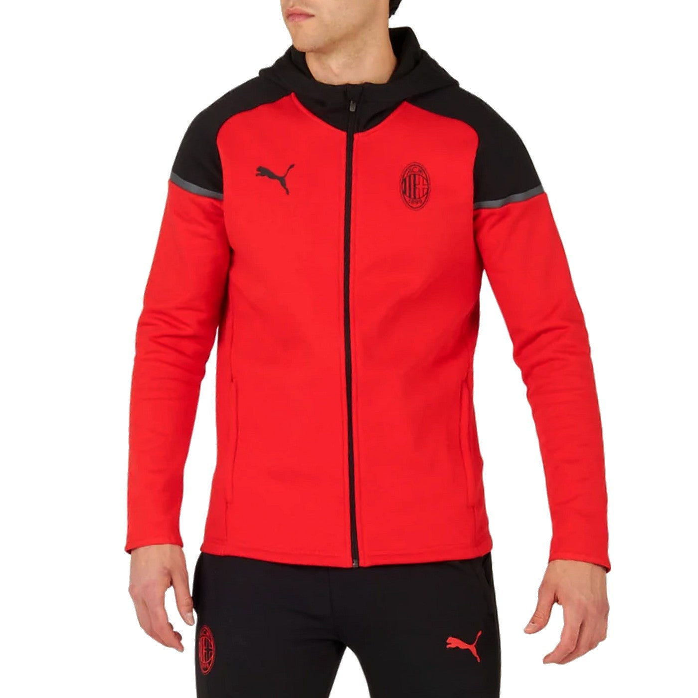 AC Milan Casual hooded presentation tracksuit 2023/24 red/black - Puma-0