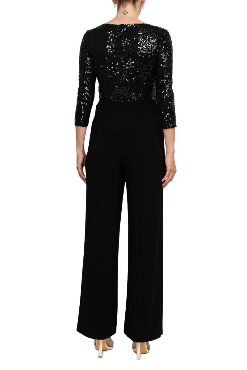 Adrianna Papell Sequin Faux Wrap V-Neck Jumpsuit-3