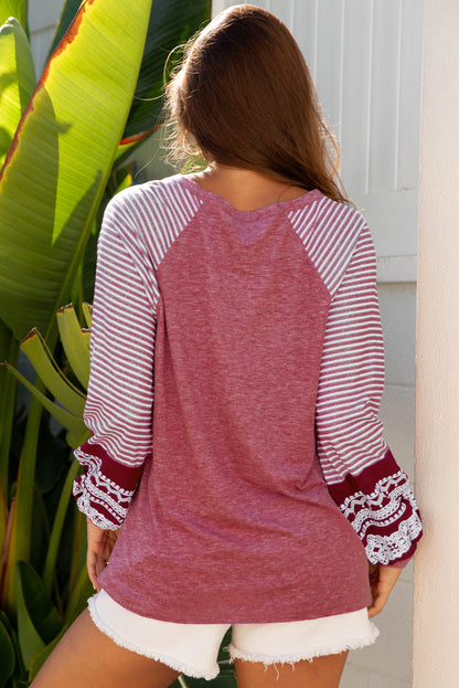 Kelsey Striped Raglan Long Sleeve Loose Top-1
