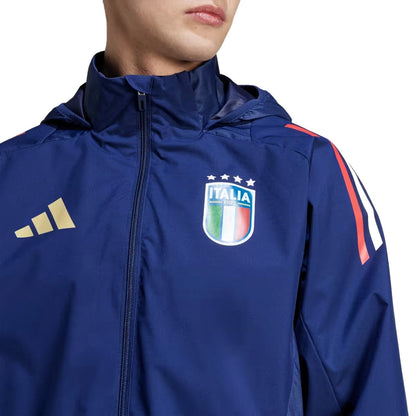 Italy soccer training rain jacket 2024/25 navy blue - Adidas-3