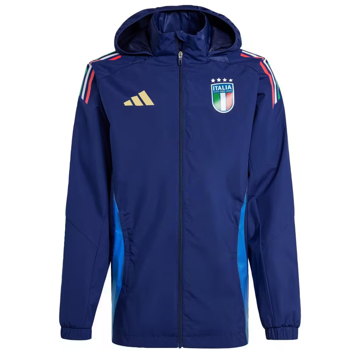 Italy soccer training rain jacket 2024/25 navy blue - Adidas-0