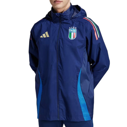 Italy soccer training rain jacket 2024/25 navy blue - Adidas-1