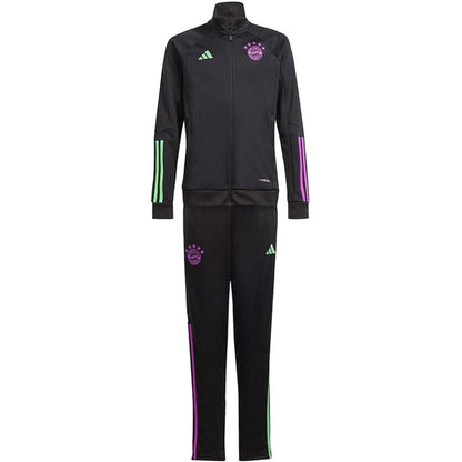 Kids - Bayern Munich black training bench tracksuit 2023/24 - Adidas-2