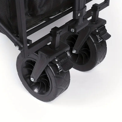Heavy Duty Foldable Camping Wagon with Wide Wheels - Black-3