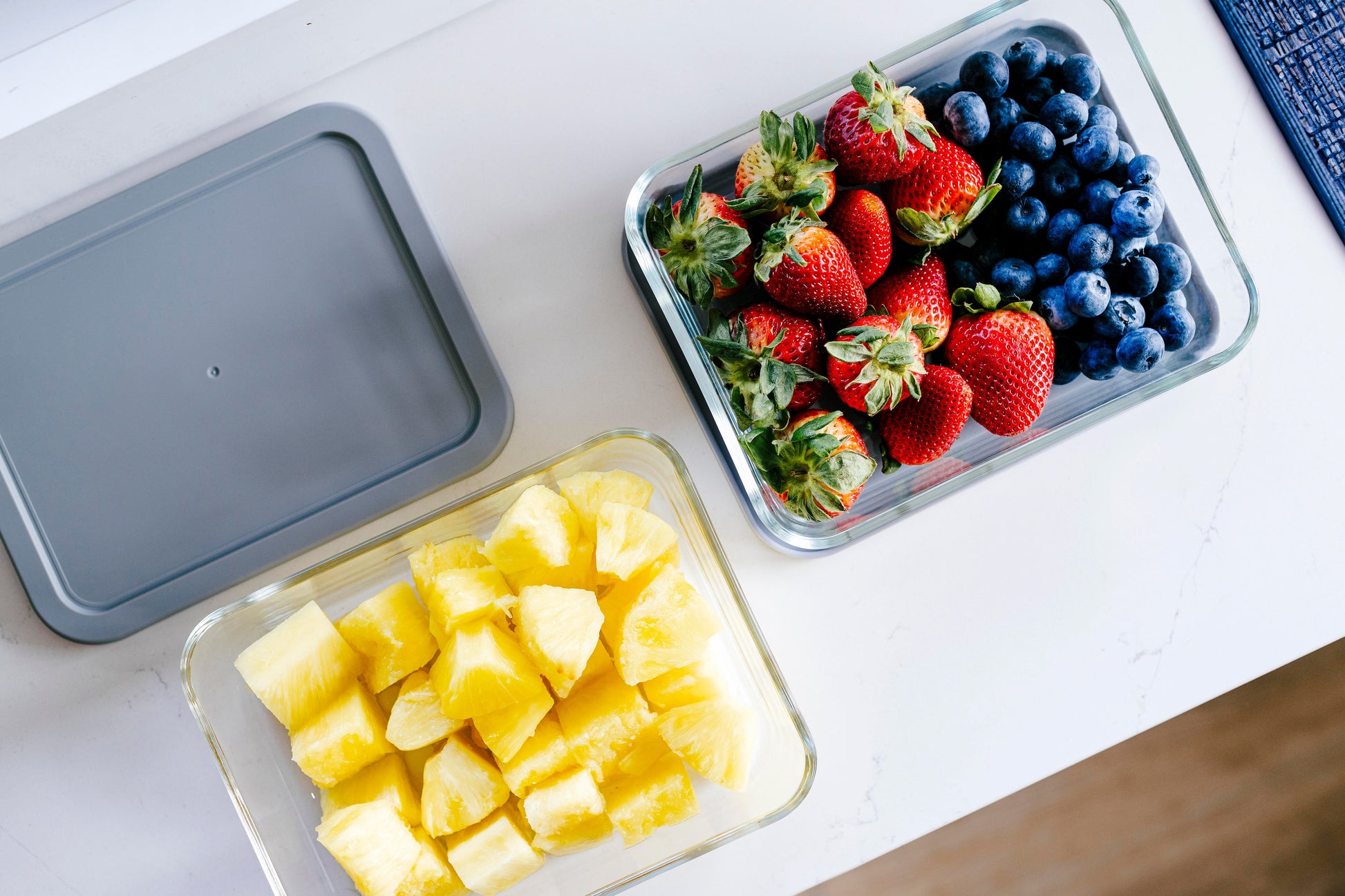 Glass Food Storage Containers - 4 Piece 6.55 Cup (2 Containers + 2 Lids) Rectangular Set-1