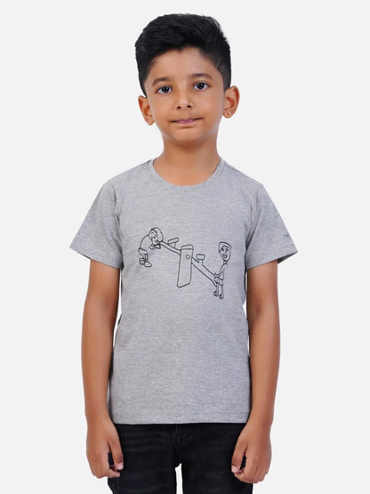 Unisex kids t-shirt with vibrant graphic print for summer wear
