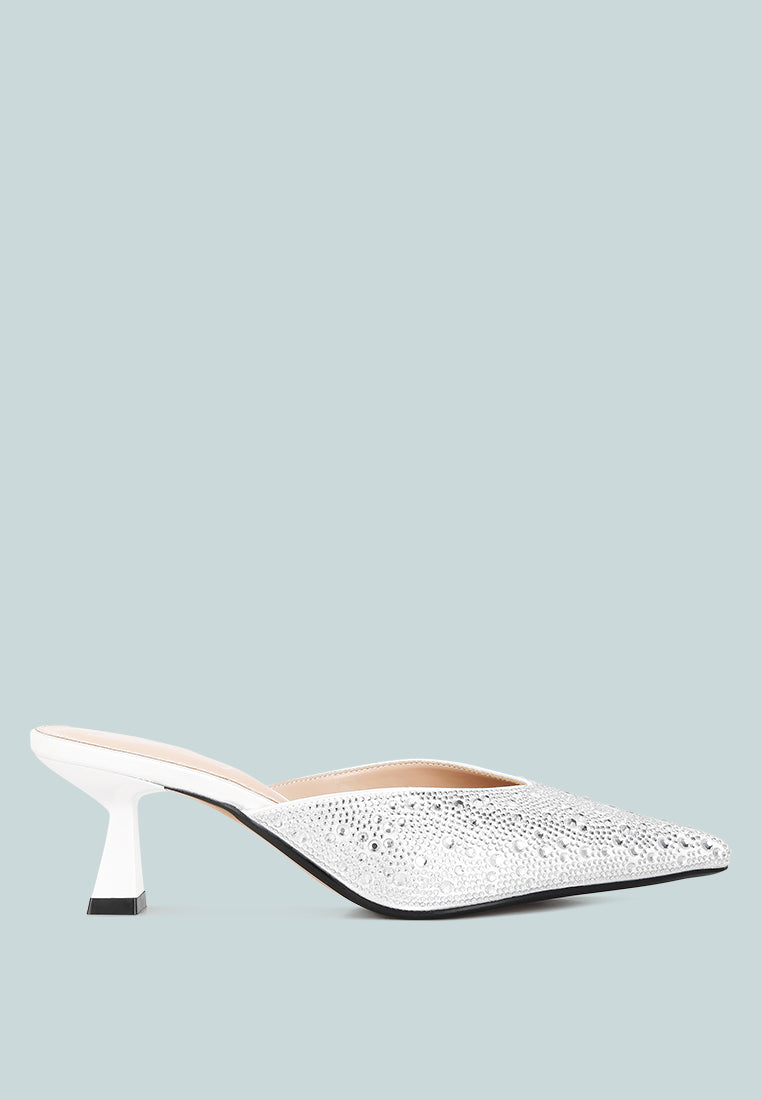 Aldora Rhinestones Embellished Satin Mules By RAG-5