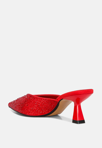 Aldora Rhinestones Embellished Satin Mules By RAG-2