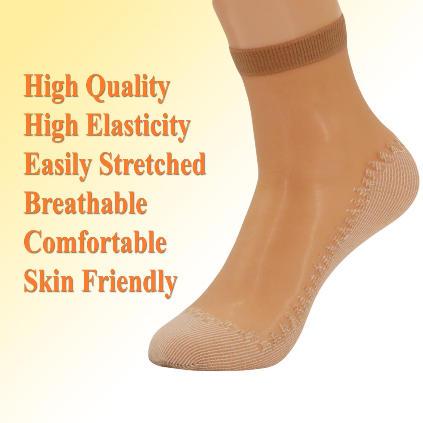 6 Pairs Women's Anti-Slip Sheer Ankle Socks with Cotton Sole and Reinforced Toe-4