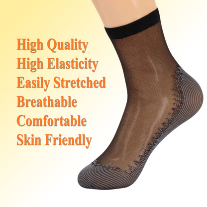 3 Pairs Women's Anti-Slip Sheer Ankle Socks with Cotton Sole and Reinforced Toe-4