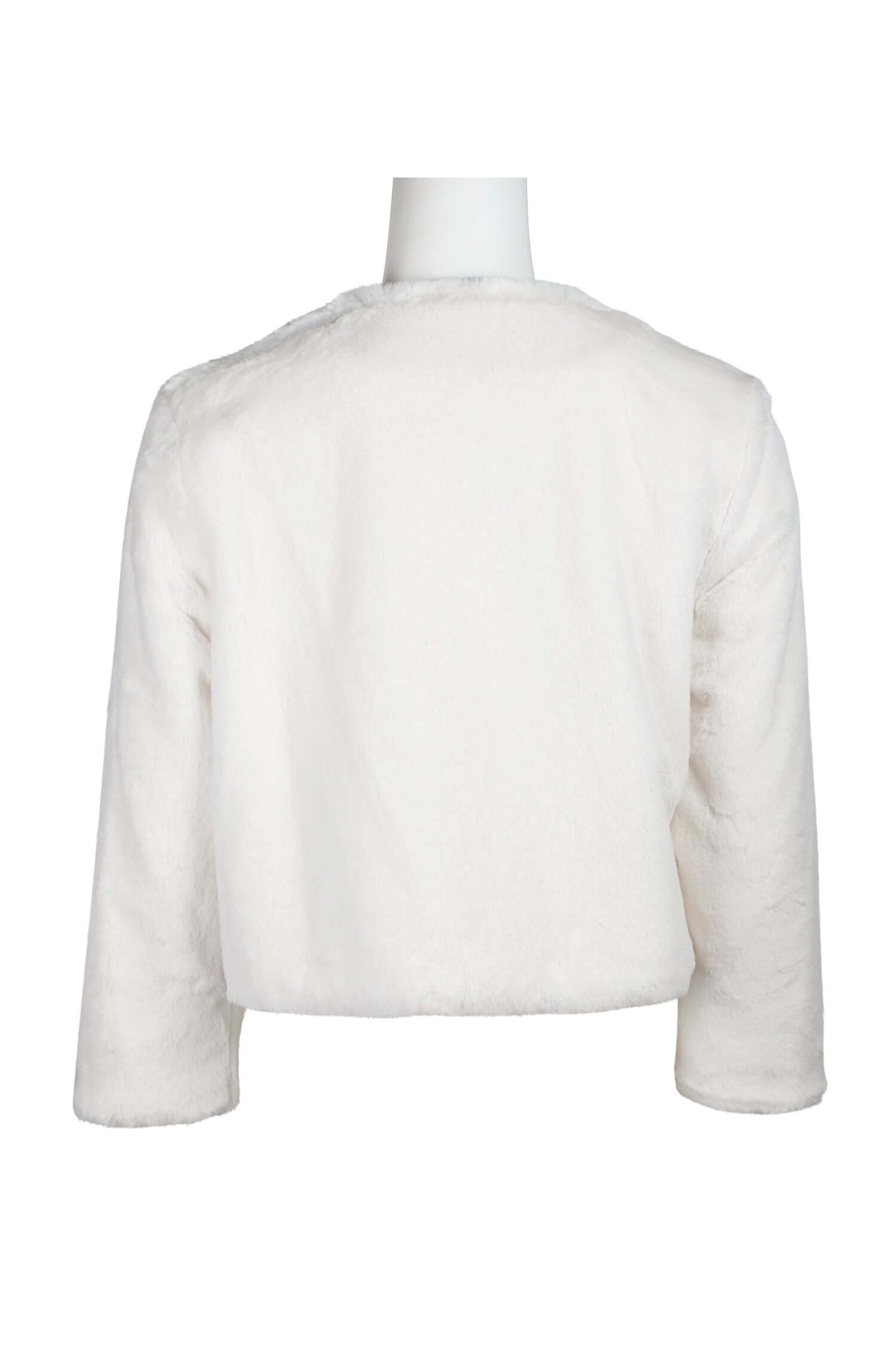 Adrianna Papell Crew Neck 3/4 Sleeve Solid Faux Fur Jacket-1