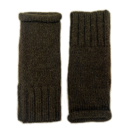 Army Green Essential Knit Alpaca Gloves-0