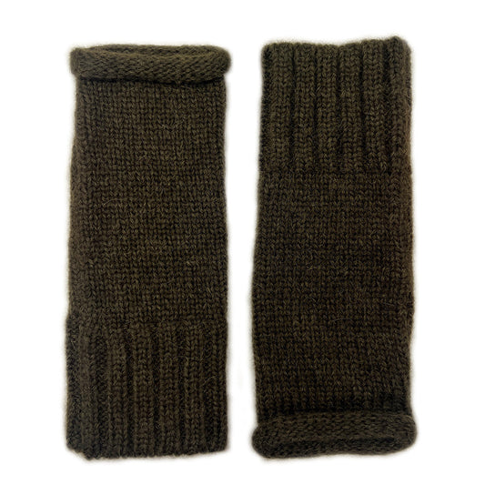 Army Green Essential Knit Alpaca Gloves-0