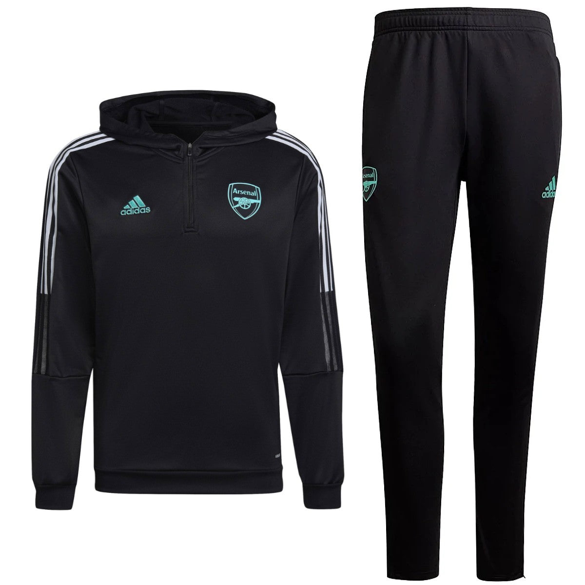 Arsenal FC black hooded training technical tracksuit 2022 - Adidas-0