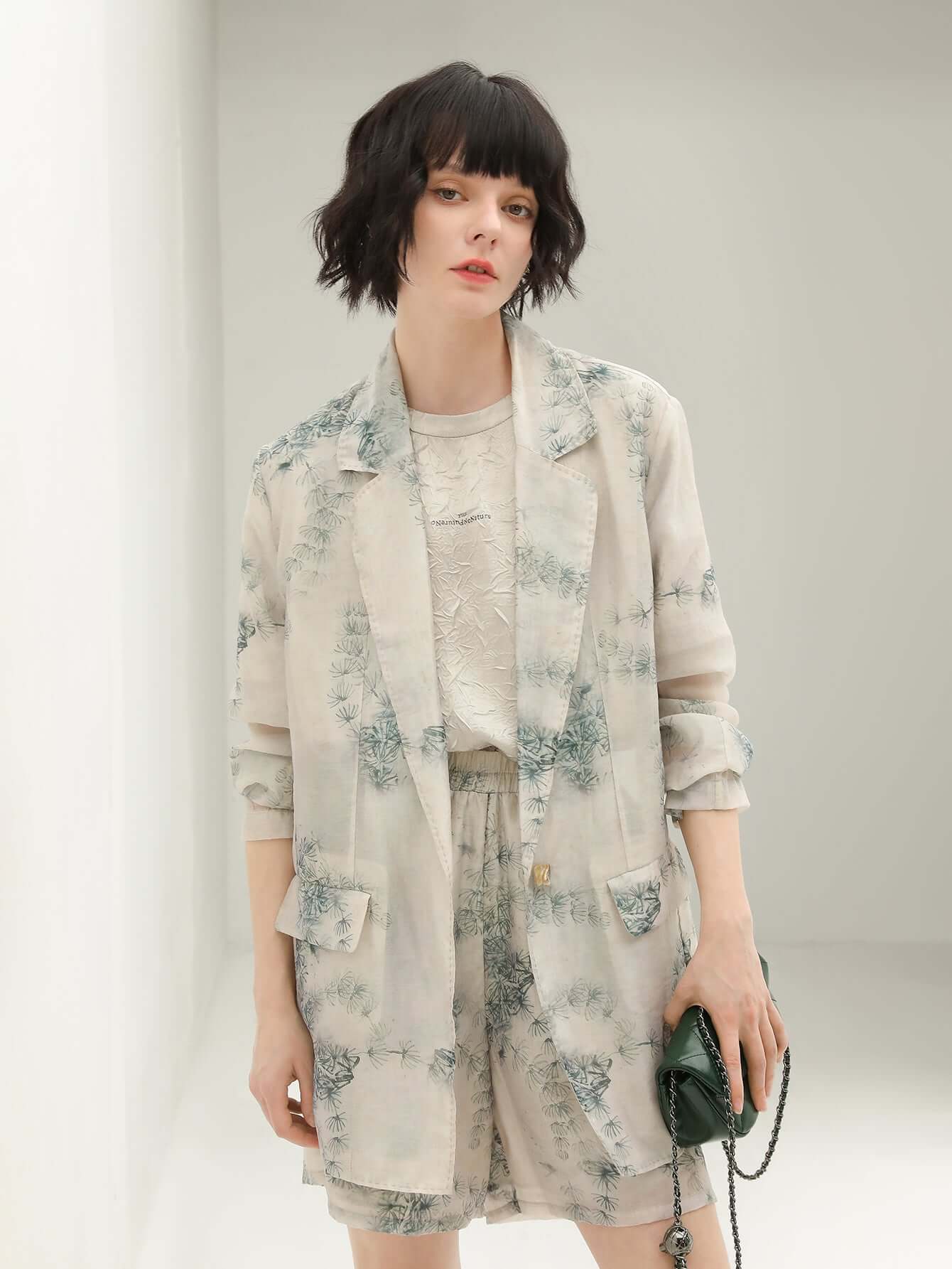 Artistic Green Print Blazer-2