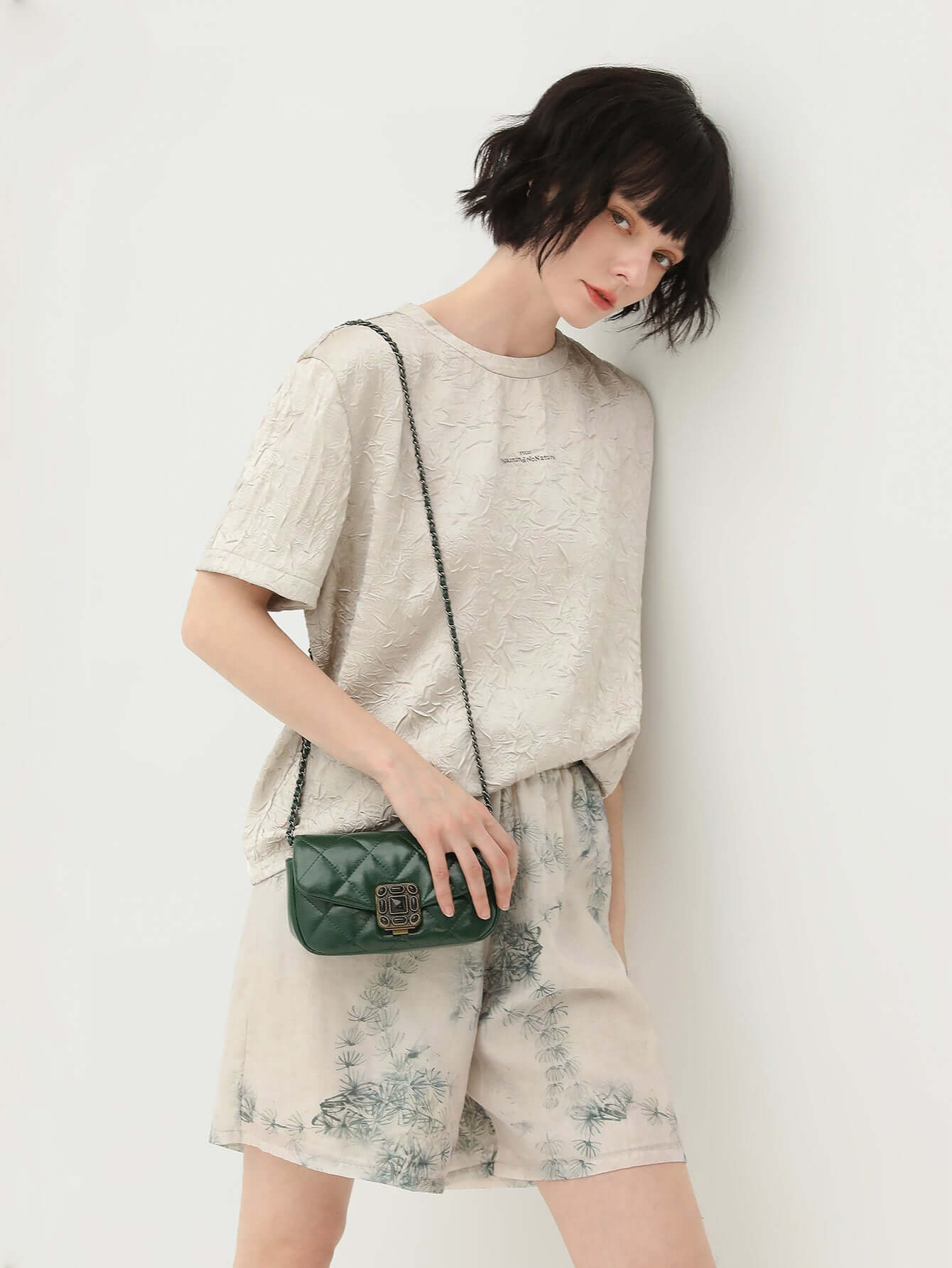 Artistic Green Printed Shorts-1