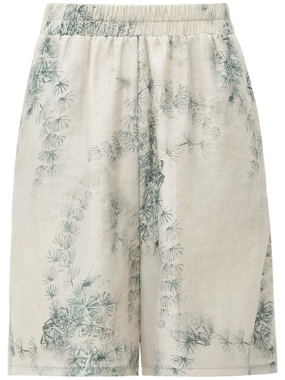 Artistic Green Printed Shorts-3