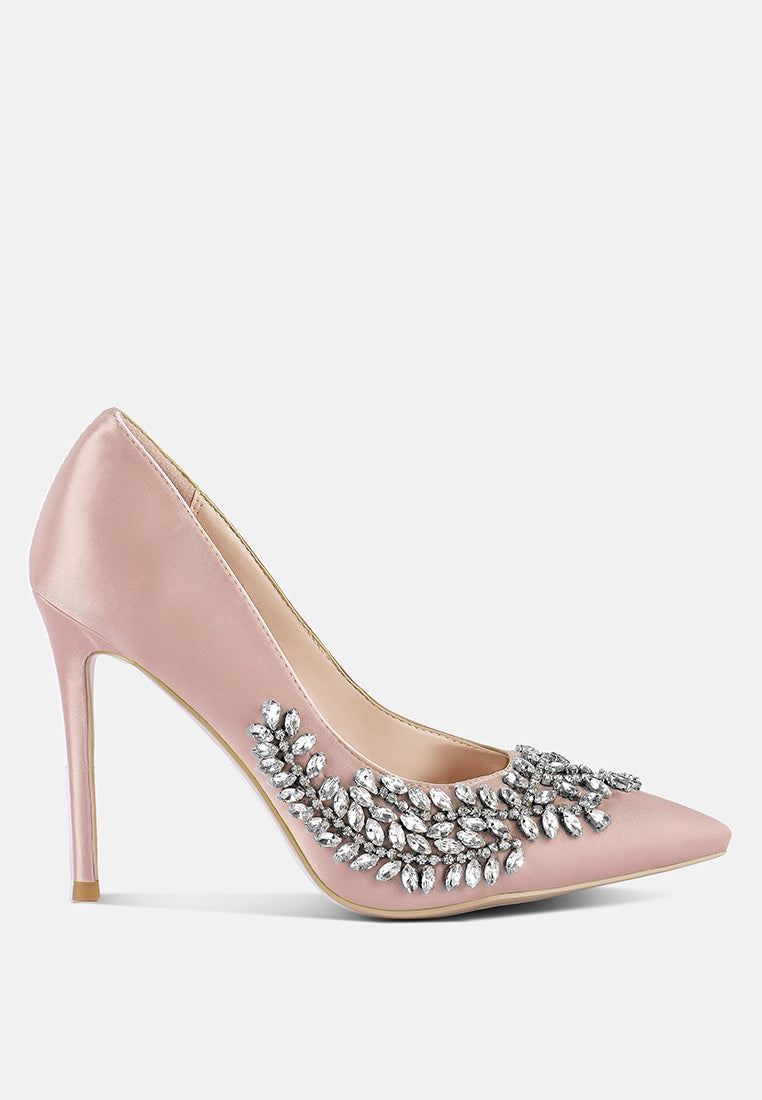 Ashlyn Rhinestones Embellished Satin Stiletto Pumps-5