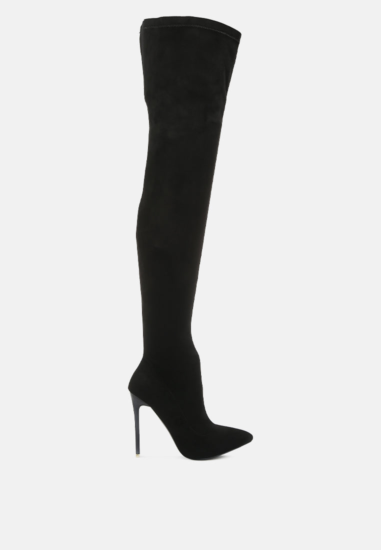 Atelier Stretch Faux Suede Stiletto Long Boots-5