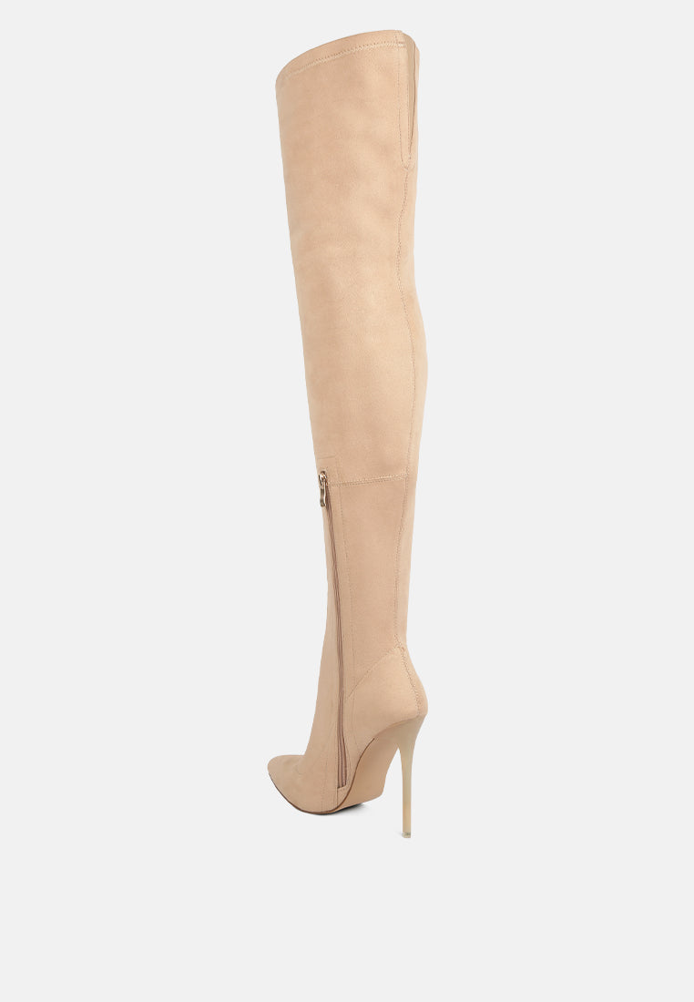 Atelier Stretch Faux Suede Stiletto Long Boots-3
