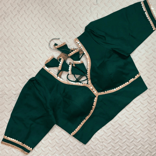 Avira Emerald Sequin Flex Cotton Blouse-0
