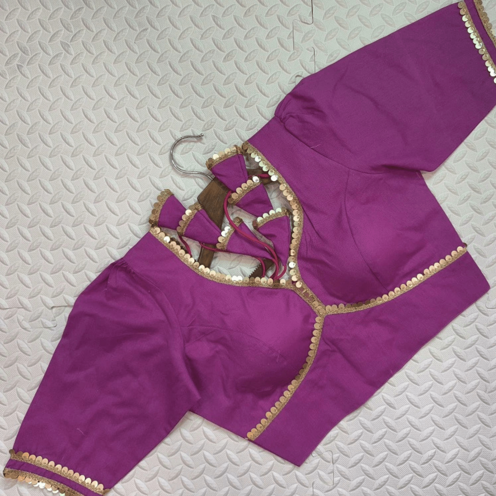 Avira Magenta Sequin Flex Cotton Blouse-0